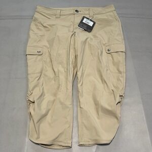 New Eddie Bauer Horizon Capri‎ Khaki Pant Women Petite 8P Outdoor Stretch Hike-